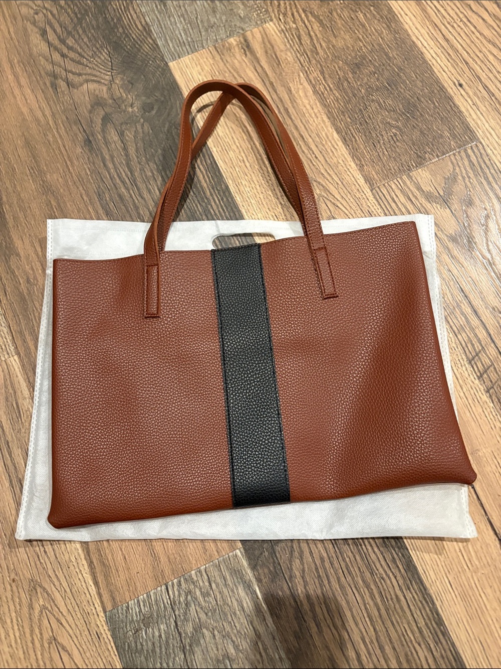 Vince Camuto Brown Tote with Black Center Panel